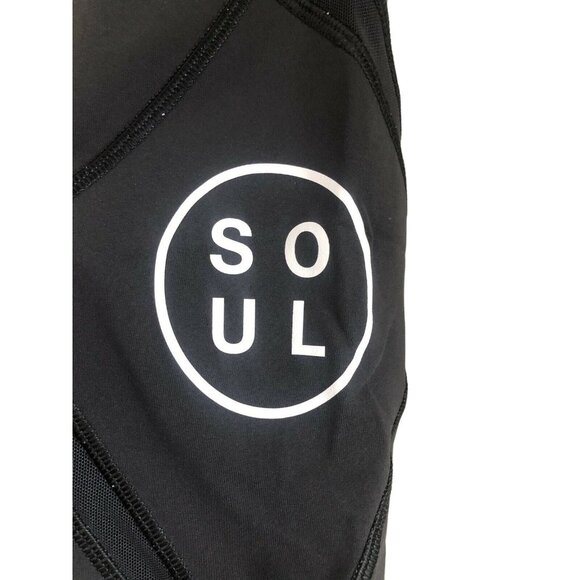 Lululemon Athleisure Black Mesh Capri Leggings Soul Logo Size 4 - Picture 3 of 5